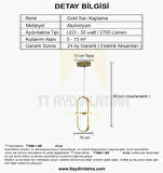 TT006-1-SR-GNR TT Aydınlatma GÜN IŞIĞI LED  Minyon Modeli Tekli Sarı Kaplama Led Avize