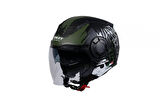 Sway Sw766 Yarım Yazlık Kask Warrıor Mat Black Army Grey Güneş Vizörlü X-LARGE