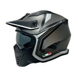 Sway Sw726x Modüler Kask Tokyo Mat Tıtanıum Beyaz Siyah SMALL