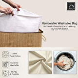 Bambu Kirli Çamaşır Sepeti İki Bölmeli Dikdörtgen Büyük Boy Kirli Sepeti