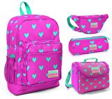 Coral High Pembe Kalp Baskılı Kız Çocuk 4'lü İlkokul Çanta Seti