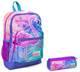 Coral High İlkokul Sırt Çantası ve Kalemlik Seti - Pembe Flamingo Baskılı