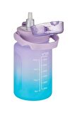 Vagonlide 1000 ml Taşıma Askılı Gradyan Mor Spor Matara - Pipetli ve Geniş Ağızlı