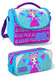 Coral High Mavi Pembe Peri Kızı Kız Çocuk Beslenme Çantası Seti