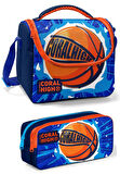 Coral High Erkek Çocuk Mavi Turuncu Basketbol Beslenme Çantası Seti