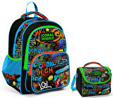 Coral High Siyah Grafiti Erkek Çocuk İlkokul Çantası ve Beslenme Çantası Seti