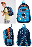 Coral High Lacivert Mavi Astronot İlkokul Ortaokul Sırt Çantası ve Kalemlik Seti