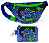 Coral High Mavi Yeşil Dragon Bel Çantası ve Bozuk Para Çantası Seti - Erkek Çocuk