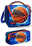 Coral High İlkokul Çanta Takımı Lacivert Turuncu Basketbol  - Erkek Çocuk Okul Çantası Seti