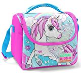 Coral High Okul Çantası ve Beslenme Çantası Seti - Kız Çocuk Mavi Unicorn- USB Soketli