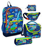 Coral High Erkek Çocuk Saks Grafiti Desenli Beşli İlkokul Okul Çanta Seti