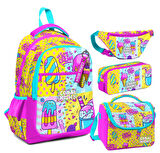 Coral High Mixed Dondurma Desenli Kız Çocuk Okul Beslenme Kalemlik ve Bel Çantası Seti - İlkokul İçin Uygun