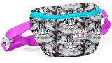 Coral High İlkokul/Ortaokul Çanta Seti ve Bel Çantası- Gri Kedi - Kız Çocuk