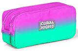 Coral High Kız Çocuk Pembe Su Yeşili Renk Geçişli İlkokul ve Ortaokul Sırt Çantası ve Kalemlik Seti