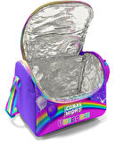 Coral High Kız Çocuk Üç Gözlü İlkokul ve Ortaokul Sırt Çantası+Beslenme - Mor Simli Unicorn