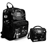 Coral High Dört Bölmeli Ortaokul Çantası ve Beslenme Çantası Seti - Siyah Galaxy - Erkek Çocuk