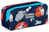 Coral High Erkek Çocuk Üç Gözlü İlkokul Çanta Seti - Lacivert Mavi Astronot Desenli