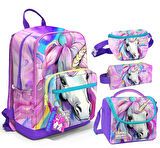 Coral High İlkokul/Ortaokul Çanta Seti ve Bel Çantası- Unicorn - Kız Çocuk