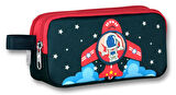 Cennec 3D Astronot Baskılı ve Kanatlı Okul Çantası Beslenme Çantası ve Kalem Çantası Seti - Lacivert - Erkek Çocuk