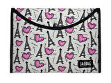Jacbag Paris Pembe Gri Kadın A4 Çıtçıtlı Dosya Defter Tablet ve Evrak Çantası