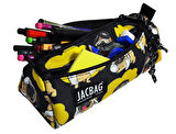 Jacbag Dual Prime İki Bölmeli Üçgen Siyah Sarı Pilot Köpek Erkek Kalem Çantası
