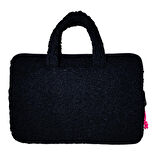 Jacbag Teddy Peluş Siyah/Pembe Kız Çocuk Notebook Laptop ve Evrak Çantası