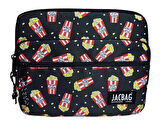 Jacbag Popcorn Siyah/Kırmızı Üç Cepli Tablet Telefon Not Defteri El Çantası - Çocuk/Yetişkin