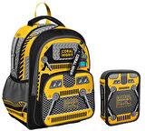 Coral High Siyah Sarı Robot Erkek Çocuk Okul Çantası ve İki Katlı Organizer Kalemlik Seti