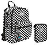 Coral High Siyah Beyaz Damalı Kız Çocuk Okul Çantası ve Organizer Kalemlik Seti - İlkokul ve Ortaokul