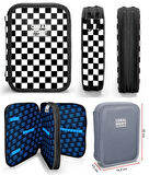 Coral High Siyah Beyaz Damalı Kız Çocuk Okul Çantası ve Organizer Kalemlik Seti - İlkokul ve Ortaokul