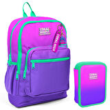 Coral High Pembe Mor Gradyan Kız Çocuk Okul Çantası ve Organizer Kalemlik Seti 23762 11137