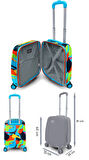 Coral High Erkek Çocuk Lacivert Mavi Grafiti Desenli Çocuk Valizi ve Seyahat/Spor Çantası Seti
