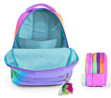 Coral High Üç Bölmeli İlkokul Sırt Çantası ve İki Bölmeli Kalemlik - Kız Çocuk - Çok Renkli Renk Geçişli Gradyan