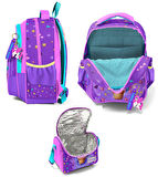 Coral High Kız Çocuklara Özel İlkokul Çantası ve Beslenme Çantası Takım - Mor Pembe Dondurma Unicorn