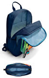 Coral High Erkek Çocuk Dört Gözlü Okul Sırt Çantası ve  Kalemlik Seti - Lacivert Çok Renkli Çizgi Desenli - İlkokul ve Ortaokul İçin Uygun