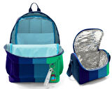 Coral High Erkek Çocuklar İçin Dayanıklı İkili İlk Okul Çanta Seti  - Lacivert Yeşil Renkli Çizgili