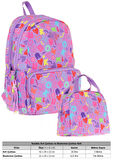 Kaukko Kız Çocuk Okul Sırt Çantası ve Beslenme Çantası Seti - Mor - Kalp ve Kaukko Baskılı