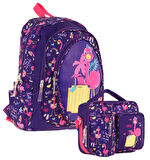 Kaukko Kids Flamingo Detaylı Okul Çantası (L5223) ve Thermo Beslenme Çantası (L7223) Seti - Kız Çocuk