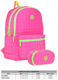 Kaukko Kız Çocuklar İçin Pembe Okul Çantası ve Organizer Kalemlik Seti (KK-K1771+KK-K2622)