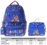 Kaukko Kids Monster Erkek Çocuk Mavi İlkokul Sırt Çantası ve Beslenme Çanta Seti - SETKK-L5404B