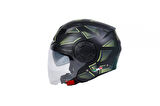Sway Sw766 Yarım Yazlık Kask Cırcle Mat Black Yellow Güneş Vizörlü LARGE