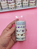 Renkli Yaldızlı Vintage Washi Tape Bant Yapışkanlı Maskeleme Kağıdı 5 lı - Dolunay