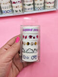 Renkli Yaldızlı Vintage Washi Tape Bant Yapışkanlı Maskeleme Kağıdı 5 lı - Kurdele
