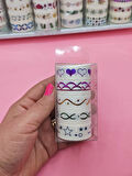 Renkli Yaldızlı Vintage Washi Tape Bant Yapışkanlı Maskeleme Kağıdı 5 lı - Yıldız