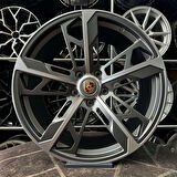 21 inç 5x130 PORSCHE MACAN ÖN 9.5 ARKA 11.5 OFSET Gun Metal Elmas Kesim Jant Modeli Porsche