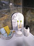Marble Serisi Havluluk Ve Sivi Sabunluk Tuvalet Wc Diş Fırçalığı Beton Banyo Seti