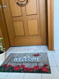 Homiano Kauçuk Kapı Paspası - Çiçekli Welcome 