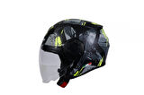 Sway Sw766 Yarım Yazlık Kask Poıson Matt Black Grey Yellow Güneş Vizörlü X-LARGE