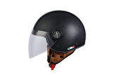 Sway 701 Yarım Yazlık Kask Deri Kaplı Mat Siyah X-LARGE