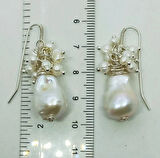 2458 Barok ve kum İnci gümüş aparatlı el yapımı küpe